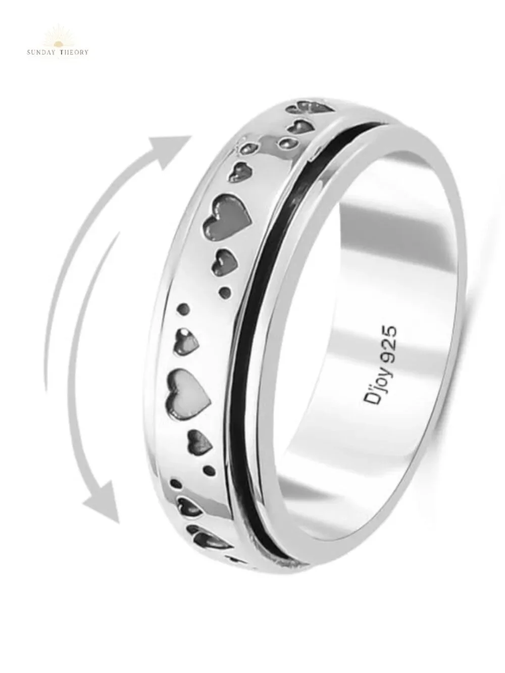 925 Sterling Silver Spinner Fidget Ring for Women, Stress Relief Anxiety Ring,